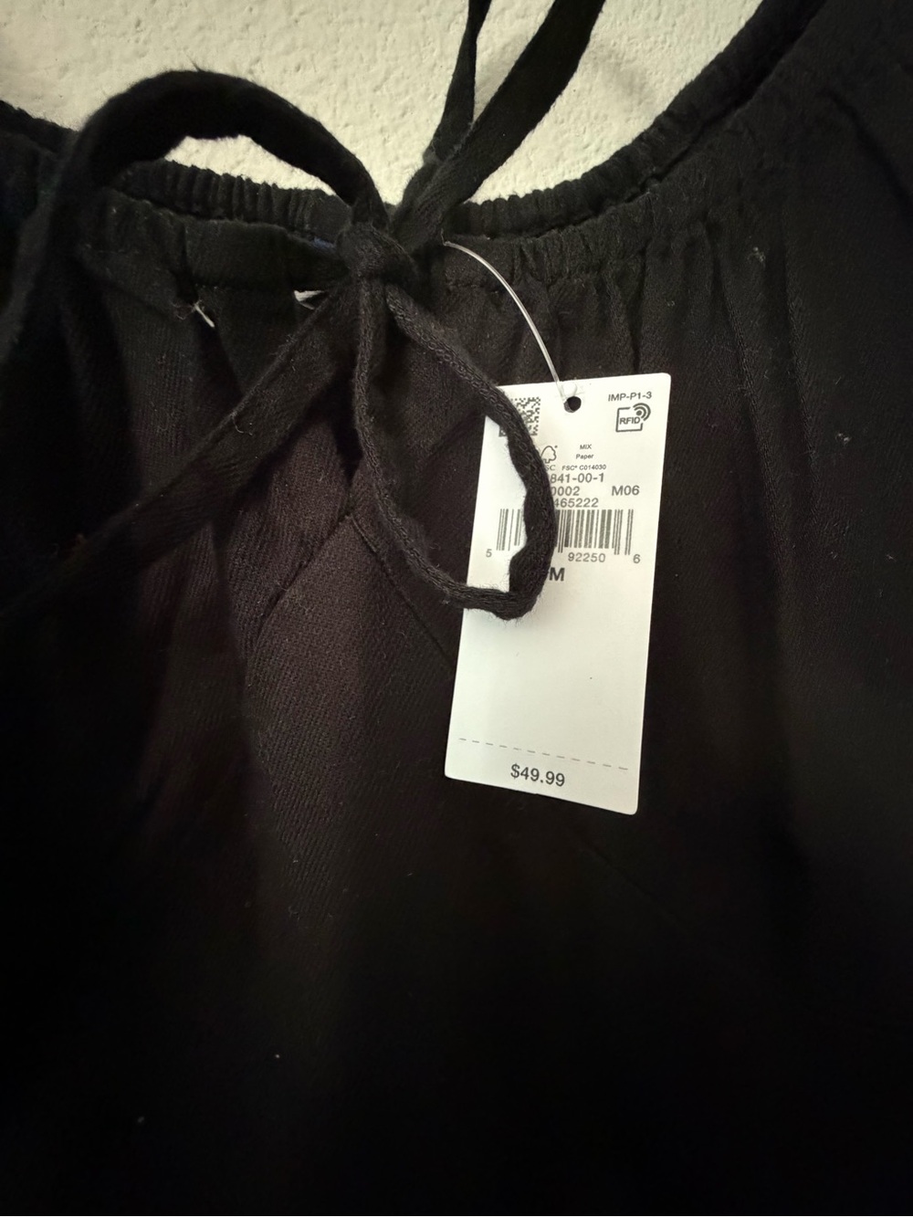 Old Navy Black Tie-Front Scoop Neck Midi Dress 100% cotton - Picture 6 of 7